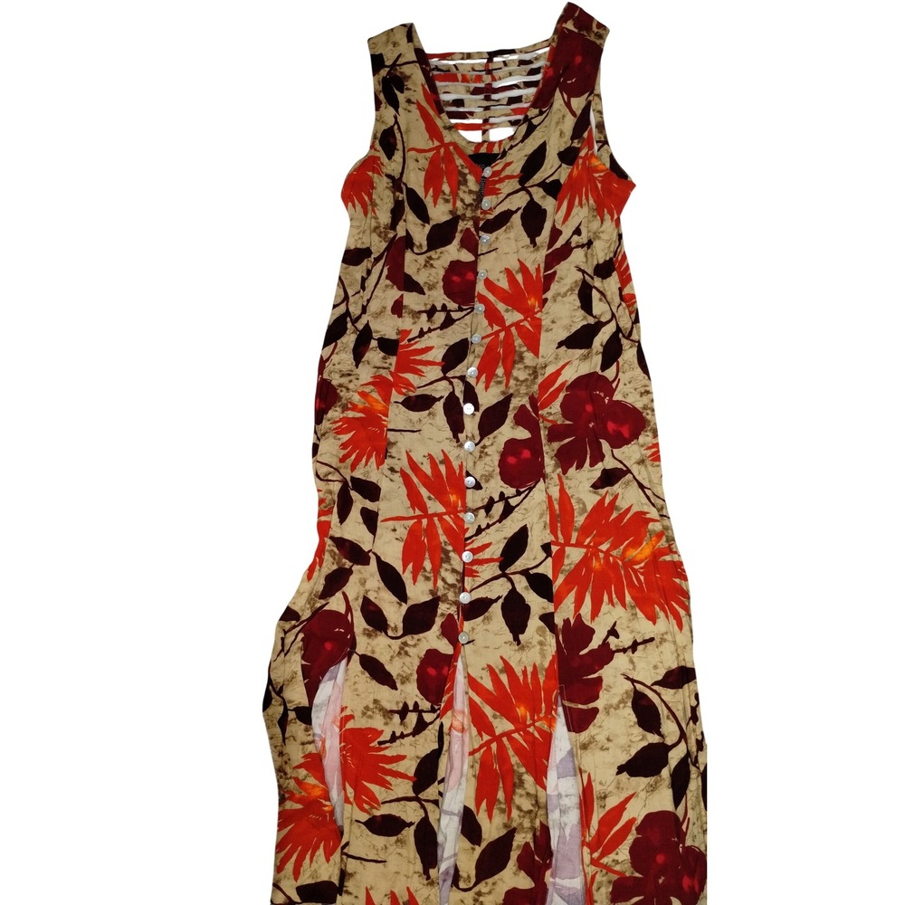 Scarlett Maxi Dress Floral Print Sleeveless Button Front Casual Size‎ 16